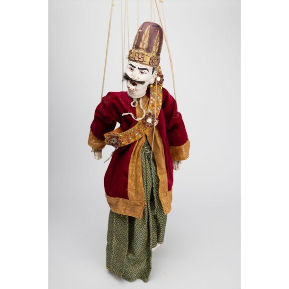 Vintage Traditional Marionette Puppet With Intricate Costume & Mustache - Picture 12 of 14